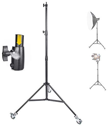 Studio Photo Heavy Duty Light Stand, 260CM Photography Air Cushioned Light Stand with Wheels, for Supporting Light Reflector Softbox Umbrella Video Shooting