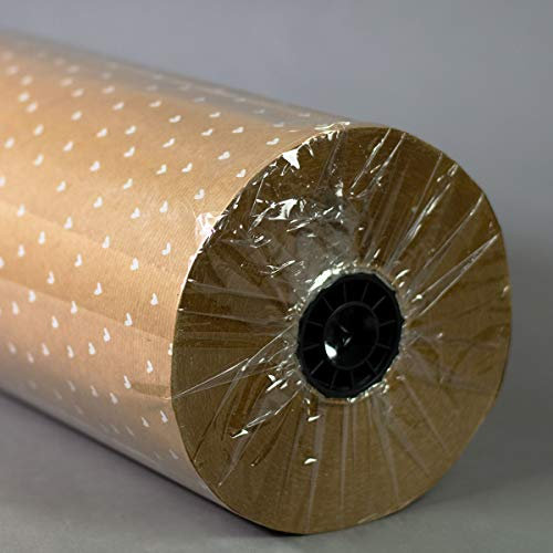 FSC große Rolle Geschenkpapier Herzen weiss 50 cm x 250 m | 60 g/m² Secare Rolle | HUTNER