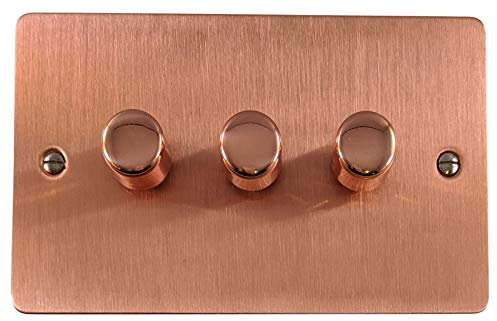 G&H FRG513 Flat Plate Rose Gold 3 Gang 1 or 2 Way V-Pro LED Dimmer Switch