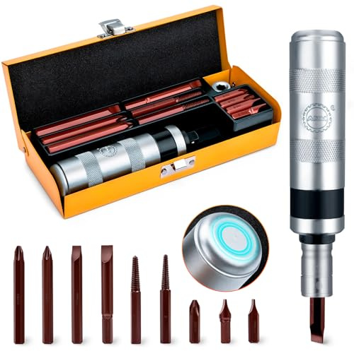 AKM Hand-Hand-Schlagschrauber-Set, reversibel, 12 Stück, Schlagschrauber, S2-Stahl, viel haltbarer, zum Entfernen von verrosteten Verschlüssen oder gefrorenen Bolzen