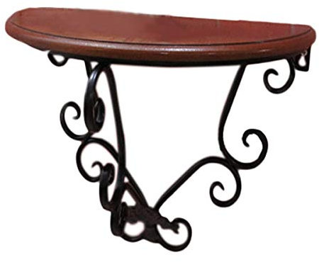 TentHome Vintage Wandregal Konsole Holz Ablage Wandkonsole Hängekonsole Barock Metall Wanddekoration für Eingangsbereich Wohnzimmer Antik Schwarz