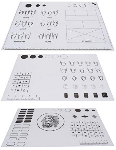 Beaupretty 3 Stück Nail Art Silikonmatte Faltbar Waschbar Tischdecke Pad Matte Nagel Praxis Trainer Blatt Trainingsmatte Nagel Vorlage Platte Arbeitsbereich Pad zum Stempeln Reverse Stamp