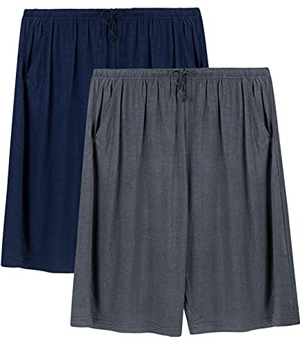Chalier Cozy 2 Pezzi Pantaloni Corti Pigiama da Uomo Morbide Modal Shorts da Salotto Biancheria da Notte con Tasca e Girovita Regolabile