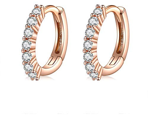 PEARLOVE Mini Creolen, Boucles D'oreilles Huggie Rose Gold Gold Huggie, Créoles Petites Créoles Rondes pour Femmes et Filles