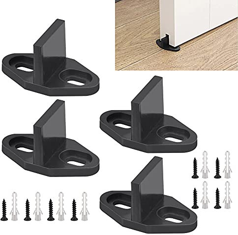 DURANTEY 4 Pcs Guia Puerta Corredera Suelo Guía de Piso Puerta Corredera Guía de Piso Ajustable Guía de Puerta Corredera con Tornillos y Tubo de Expansión Para Puerta de Madera/Armario/Granero