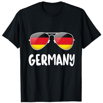 Fußball Deutschland Fan Trikot Sonnenbrille Flagge Deutschland T-Shirt