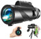 Telescopio Monocular de Alta Definición 50x60, Monocular de Alta Potencia para Adultos y Niños con Soporte para Teléfono Inteligente Y trípode para Observación de Aves, Camping, Senderismo