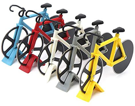 Tagliapizza per bicicletta, antiaderente, a doppia taglia, in acciaio inox, per bici, pizza e accessori da cucina (rosso)