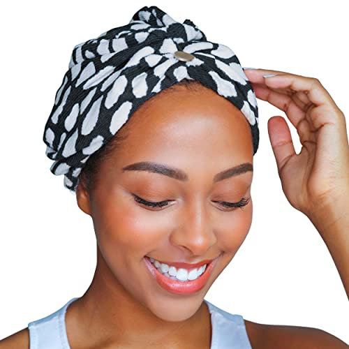 GRACE & COMPANY Casablanca Haarhandtuch aus Mikro-Baumwolle für Frauen – super saugfähiges, schnell trocknendes Handtuch für lockiges, langes und natürliches Haar