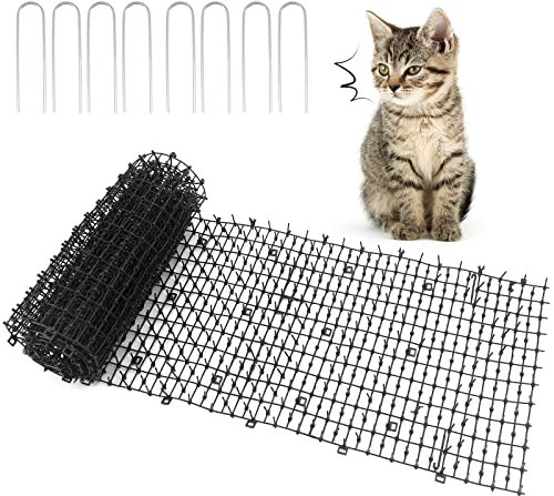Katzenkotmatte mit Stacheln, Katzenabwehrmatte, Flacher Stachelstreifen-Grabstopper, Haustier-Abschreckungsmatte für Garten, Zaun (30 x 400 cm)