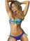 Yutdeng Costume da Bagno Donna Stampa a Foglia Fascia Bikini Brasiliana Triangolo Push Up Due Pezzi Reggiseno Imbottito Vita Bassa Swimwear Viola M