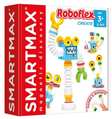 smart games - Roboflex Create, Toys Children 3 Years or More, Flexible and Magnetic, Gifts for Babies,12 Pieces,White