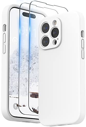 SURPHY Compatible with iPhone 14 Pro Max Case with Screen Protector, Liquid Silicone Protection for Each Lens Shockproof Thickened Rubber for iPhone 14 Pro Max 6.7 inch 2022, White