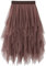 Damen Rock Tüll Unregelmäßig Unterrock Lagenrock Ballett Tutu Abschlussball Party Faltenkleid A-Linie Midirock High Waisted Rock (Braun, Einheitsgröße)