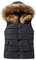 Gilet for Women UK Hooded Quilted Zip Up Sleeveless Padded Jacket Vest with Fur Hood Winter Padded Body Warmer Solid Outwear Ladies Gilet Coat Size 12-16