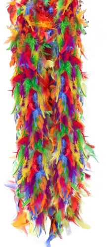 URFEDA Federboa Bunte Federdichten,200CM Flauschige Turkey-Federboa zum Basteln, Federboa Boa Kostümzubehör, Feder Schal, Karneval Boa, Federstola Federschal Damen Mädchen Karnevals Kostüm Accessoire