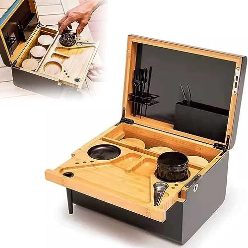 BURLOE Wooden Storage Boxes Removable Pallet Storage Boxes Bamboo Storage Cabinet Wooden Storage Box Set for Storage Home Decorations Lockable Storage Boxes,Braun