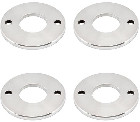PRIOstahl Flansch Bodenflansch Bodenplatte Ankerplatte mit 2-Loch Bohrung x 4 Stück Größe: 100 mm x 6 mm als Befestigung für Ø 42,4 mm Rundrohr Handlauf Geländerbau Rostfrei aus Edelstahl V2A