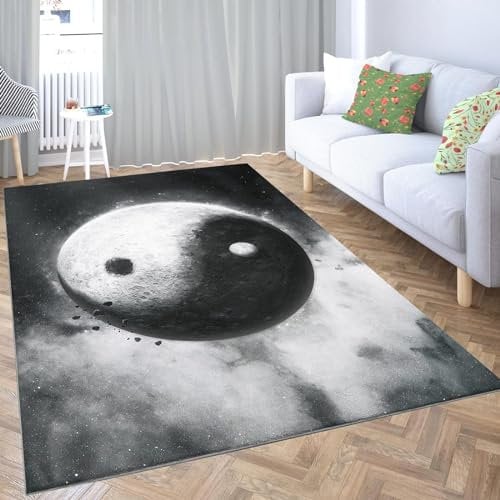 Buohwiwe 3D Teppich Yin Und Yang - Modern Schlafzimmer Flanell Teppich Yin Und Yang Wohnzimmer Teppich - Dekoration Carpet rutschfeste Teppiche 60x100 cm E752