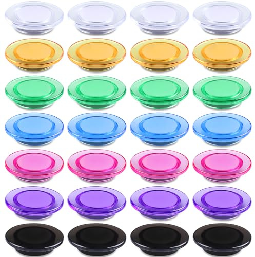 ZDZBLX Fridge Magnets 28 Pack – 7 Colours Strong Whiteboard Magnets, Small Round Transparent Magnet, Heavy Duty Mini Magnets for Fridge, Notice Board, Calendar, Crafts, Map, Office, Home & School Use