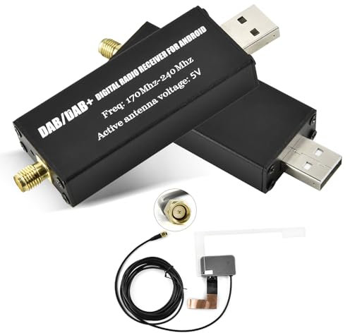Inefala DAB DAB+ Empfänger für Android Autoradio, DAB Box für Digitalradioempfänger DAB+ Tuner mit Antenne, SMA Antennenanschluss und USB 2.0, Universelles DAB Modul für Android Autoradios