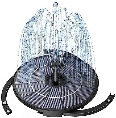 AISITIN Fuente Solar Jardin Exterior 2,8W DIY 2 en 1 Bomba de Agua Solar con Soporte Fijo 6 Boquillas Fuentes de Jardines Exteriores para Estanque, Pájaros,Piscina(2,8W)