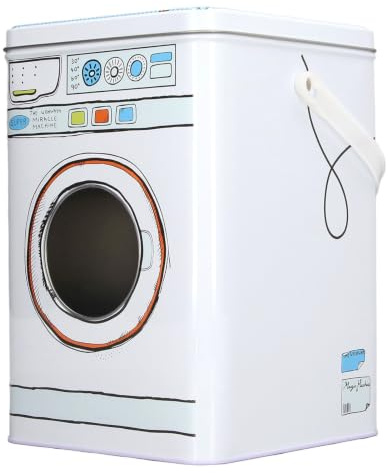 Pwshymi Large Capacity Washing Machine Shape Laundry Detergent Container, Iron Material, with Perspective Window for Storage