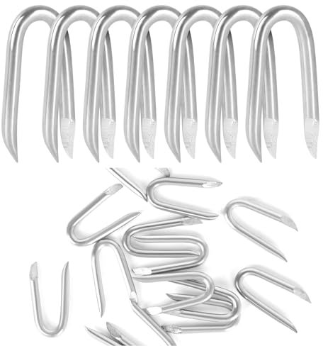 1 Inch Steel Wire Fencing Staples, Galvanized U Shaped Fasteners Nails for Fixing Wire Woven and Mesh Fencing, 200 PCS
