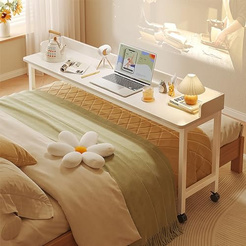 KJHYYPP Rollbarer Nachttisch, Queen-/Full-Size-Nachttisch, rollender medizinischer Tisch, Computertisch, robuste Metallbeine für Schlafzimmer, Krankenhaus (Farbe: Eiche) (White)