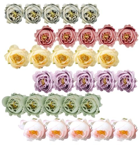 XMNIVATE 30 Pieces Of Artificial Rose Heads, Artificial Rose Decoration, Mini Artificial Flowers, Wedding Party Decoration, Bouquet Accessories, Diy Craft Projects