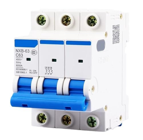 RWRAPS Disjoncteur NXB-63 3P AC 230/400V Miniature C 6 10 16 20 25 32 40 63A Protecteur de Surcharge DZ47 Interrupteur à air de Style C(3P)