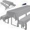 Showgeous Biertischhussen Set 3tlg. Hussen für Bierzeltgarnitur - 1 Biertisch Tischdecke universal für 50cm u.70cm Biertische 250x100cm + 2 Bierbank Hussen 250x55cm,Wasserfest Dicker Stoff (Hellgrau)