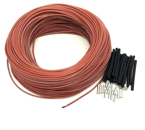 Sileduove 6K Kohlefaser-Heizdraht, Silikonkautschuk Kohlefaser Heizkabel Heizdraht, Carbon Fiber Boden Kabel Silikon Gummi Isolierte Infrarot Heizung(30M)