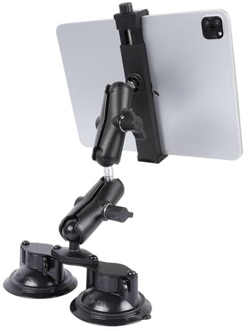 FPN Supporto per tablet con doppia ventosa per camion/auto, braccio in alluminio da 13,4 pollici, supporto per tablet regolabile a 360°, compatibile con iPad Pro/Air/Mini, Galaxy Tab e tutti i tablet