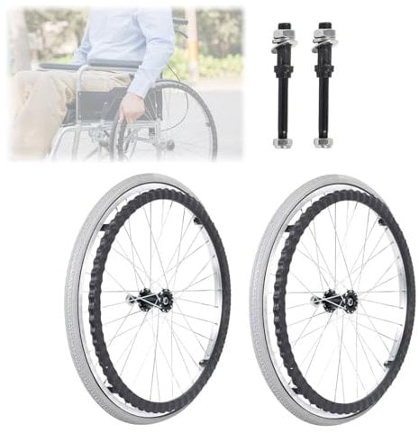 2X Vollradersatz für Rollstühle, Hinterrad für manuelle Rollstühle, Hinterradersatz für Rollatoren, verschleißfest, Radnabe aus Metall, mit Lager