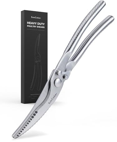 Simcoker Full Steel Poultry Shears Heavy Duty Professional, Poultry Scissors for Meat, Chicken, Bone, Fish, Turkey Shears, Kitchen Scissors for Food,with Anti-Slip Handle Safety Lock