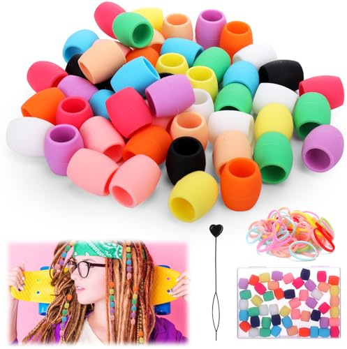Vodolo - Silicone Hair Beads for Kids Girls - Silicone Beads for Hair Braids - Large Size