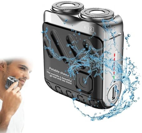 Mini Shaver, Mini-Elektrorasierer, Bartrasierer für Männer Ipx7 Wasserdicht, Shaver Mini und tragbare Koffer Design Double-Ring Magnetic Cutter, Elektrischer Tragbarer Bartschneider (Schwarz)