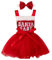 Fldy Baby Mädchen Weihnachten Kleid Outfit Glitzer Tutu Tüll Kleid Strampler Und Schleife Stirnband 2er Christmas Baby Set Rot 68-80