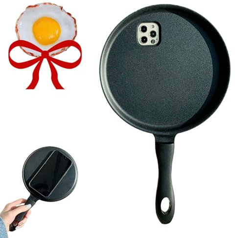 Frying Pan Phone Case, Fried Cooking Egg Phone Case with iPhone, Creative Ugly Phone Case for Iphone 16 15 14 13 Pro Max (for iPhone 16) Black