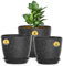 3 Pack Plastic Plant Pots,20/18/15CM,Flower Pot Large Plant Pots Indoor Outdoor Plastic Plant Pot with Drainage Holes and Tray for House Plant Flower(Black with White Speckles)
