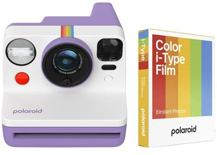Polaroid Now Generation 3 Analog Instant Camera Bundle (Purple) | Two-Lens Autofocus System, Color Film 8 Photos