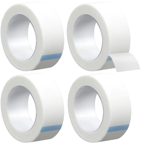 4 Rolls Micropore Surgical Tape, 1.25cm X 9m Adhesive Medical Tape for Wound Dressing Tapes, Taping Bandages Eyelid Stickers DIY Breathable Eyelash Extension