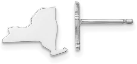Ohrringe aus 925er-Sterlingsilber, rhodiniert, New York State Ohrringe, 6,93 x 9,17 mm breit, Schmuckgeschenk für Mutter, One Size, Metall Silber Metall Rhodium Silberfarben, Kein Edelstein