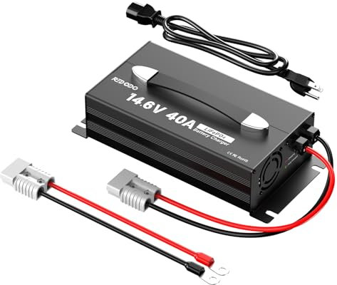 Redodo 14,6V 40A LiFePO4 Battery Charger, Chargeur de Batterie LiFePO4, Design Compact et Durable avec Protection Complète, Parfait pour Les Batteries LiFePO4 12V