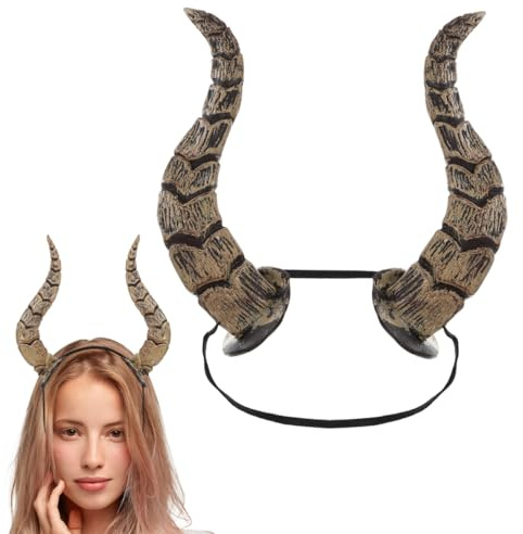 Alipis Animal Horn Headband Halloween Costume Accessory Cosplay | Dark brown plastic horn headwear, 3D animal style design for parties, cosplay and fancy dress events