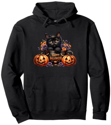 Halloween Cat Pumpkin Face for Cat Lady Happy Halloween Mug Sweat à Capuche