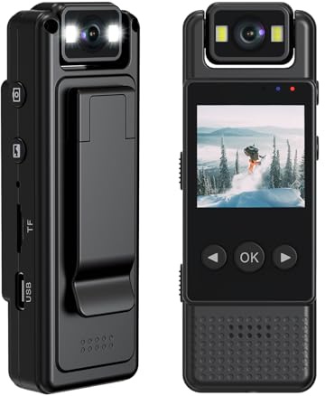 YMBZY 1080P Mini Body Camera, Portable Mini Body Cam with 6 Hours Video Recording/180° Rotating Lens, Wearable Sport Action Camera for Outdoor, Riding, Lecture,Security