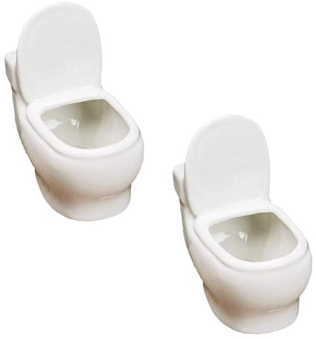 Flaroey 2 Piece Toilet Plant Pot/Bonsai Pot/Flower Pot/Planter White Ceramics About 11x11.7cm for Women, Mom or Birthdays