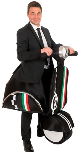 Marina & Pau Vespa Kostüm La Dolce Vita Rollerfahrer Italo für Herren Schwarz Fahrzeug Onesize Fasching Karneval Mottoparty JGA